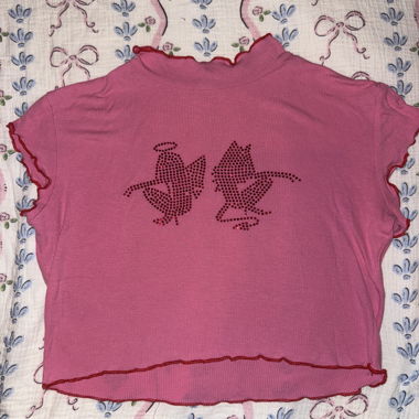 Y2K Pink Strass Baby-Tee Croptop