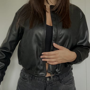 Zara Lederjacke Schwarz