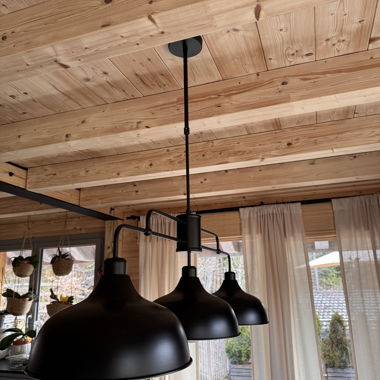 Lampadario triplo nero