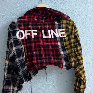 Blusa in patchwork a quadri con OFF LINE