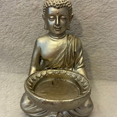Figura decorativa di Buddha con ciotola