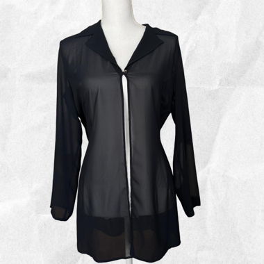 Marella Italy Black Sheer Long Blazer