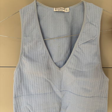 Stradivarius geripptes Crop-Top blau