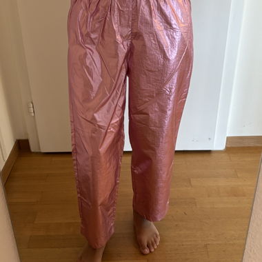 POM Amsterdam pink-metallic paperbag trousers NEW