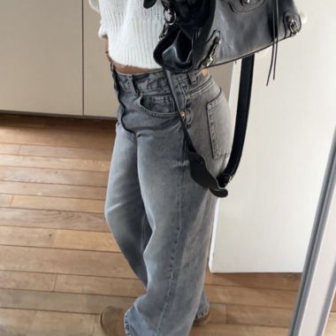 subdued low waist baggy black/gray jeans 