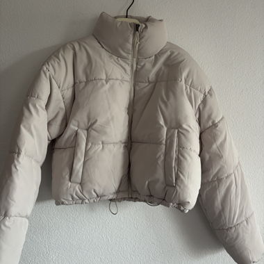 Doudoune blanc crème courte
