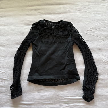 Haut manches longues en mesh noir