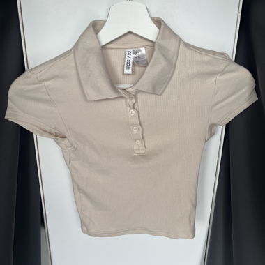 Beiges Cropped Polo-Shirt