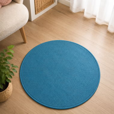 Tapis rond bleu