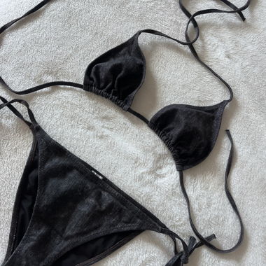 vintage denim triangle bikini set