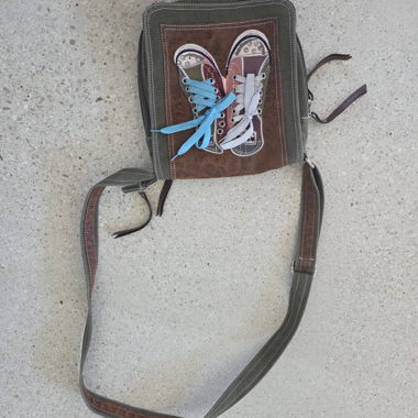 Crossbody bag with sneakers pattern