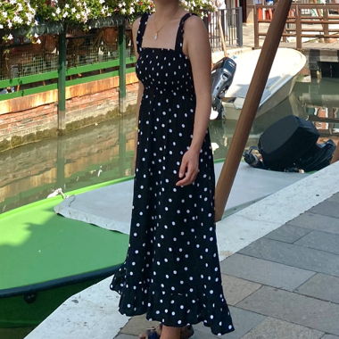Polka dotted maxi dress