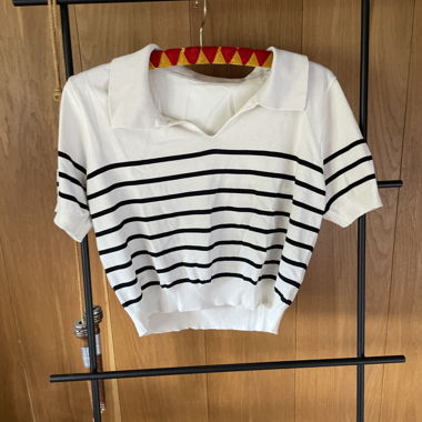 White striped polo shirt