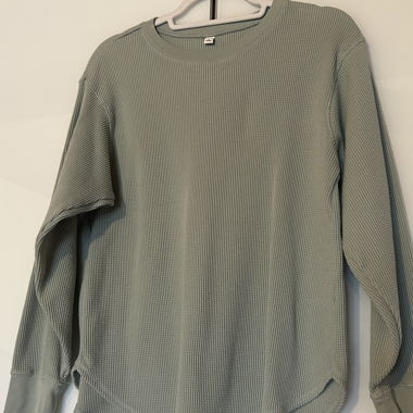 Uniqlo Waffelmaglione Verde Chiaro Taglia L