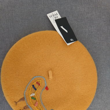 Baskenmütze Beret Yellow Wool NEW