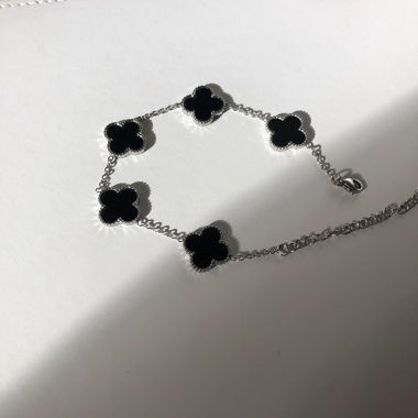 Clover black silver bracelet