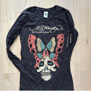 vintage black ed hardy longsleeve shirt 