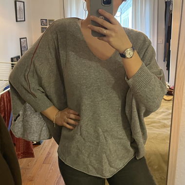 Poncho gris 100% cachemire 