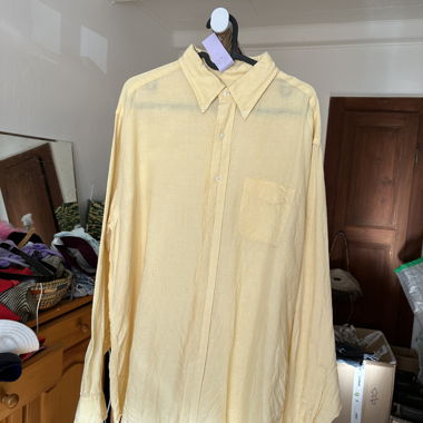 Vintage butter yellow linen long sleeve shirt