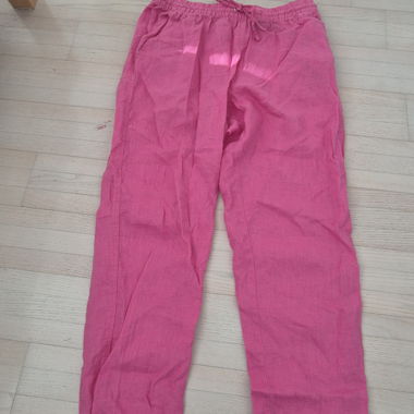 Pink Summer Trousers with Elastic Waist
