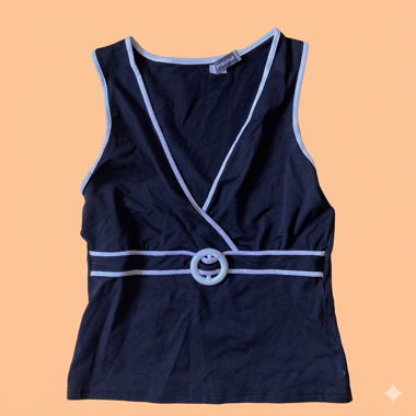 Top S Schwarz Y2K Wickeltop Ring Detail