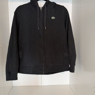 Giacca con cappuccio Lacoste nera con zip