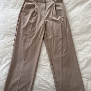 Beige wide-leg trousers