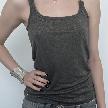Y2K Brown Glitter Tank Top