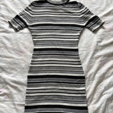 Striped knit mini dress