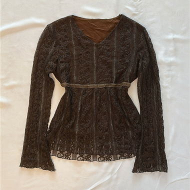 japanese vintage: brown lace top