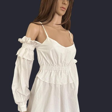 Off-Shoulder Chemise Dress – Crisp Cotton