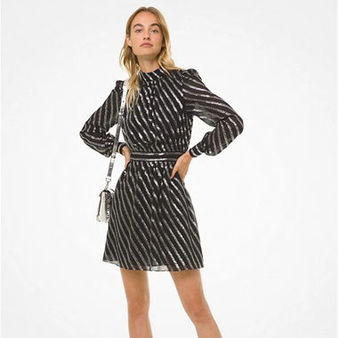 MICHAEL MICHAEL KORS LUREX STRIPED DRESS 