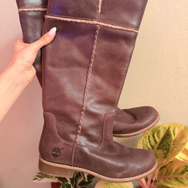 Bottes hautes marron en cuir TIMBERLAND