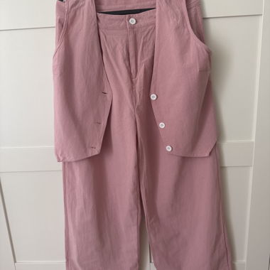 Pink two-piece set with waistcoat