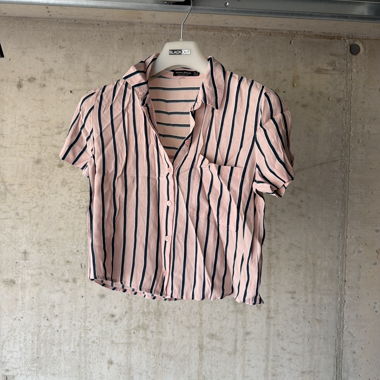 Chemise rayee rose