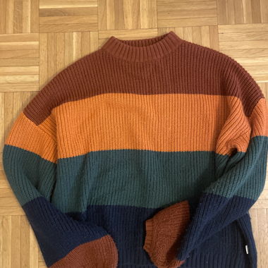 Maglione a Maglia Grossa a Righe nei Colori Autunnali