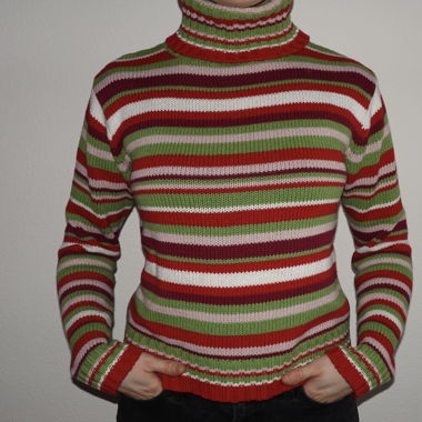 Vintage 90’s Striped Chunky Knit Rollneck Sweater 