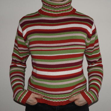 Vintage 90’s Striped Chunky Knit Rollneck Sweater 