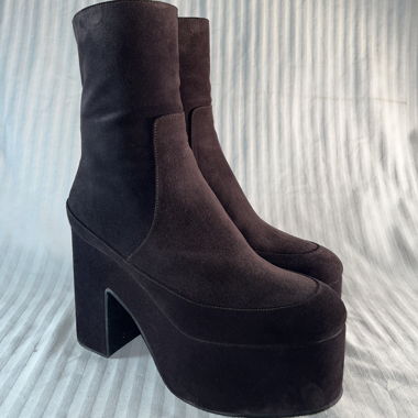 DRIES VAN NOTEN SUEDE PLATFORM ANKLE BOOTS