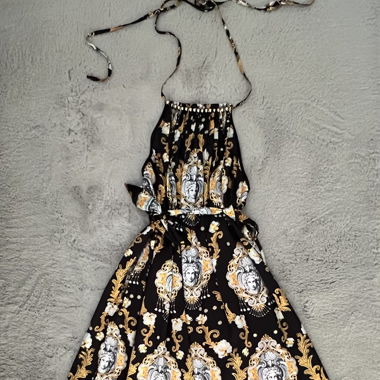 Maxikleid schwarz gold