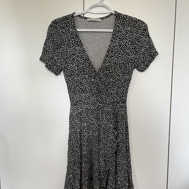Robe motif fleur noir/blanc