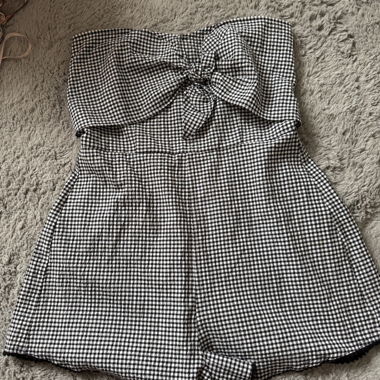 Combi-short vichy noir et blanc
