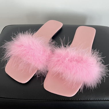Pink Marabou Feather Slippers