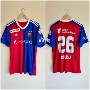 Matchworn/signiertes FC Basel Kalulu Trikot 18/19