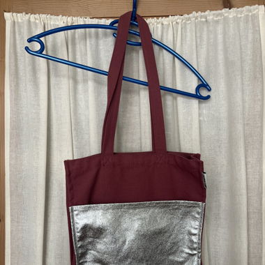 Art Basel Stofftasche in pink und silber