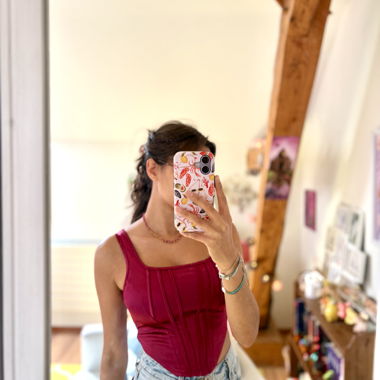 Corset top satin fuchsia