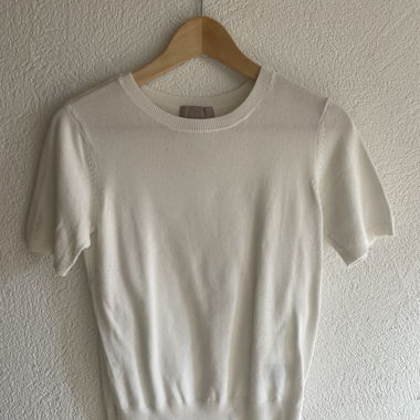 Cream Short-Sleeve Sweater