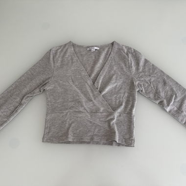 T-shirt a maniche lunghe bicolore grigio