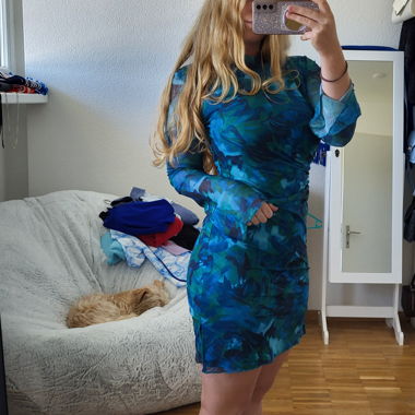 Elegantes blaues Kleid Gr. S/M