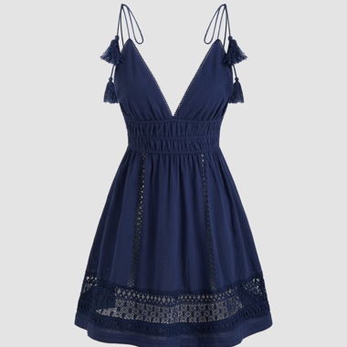 Top/tunique Cider bleu foncé avec détails dentelle